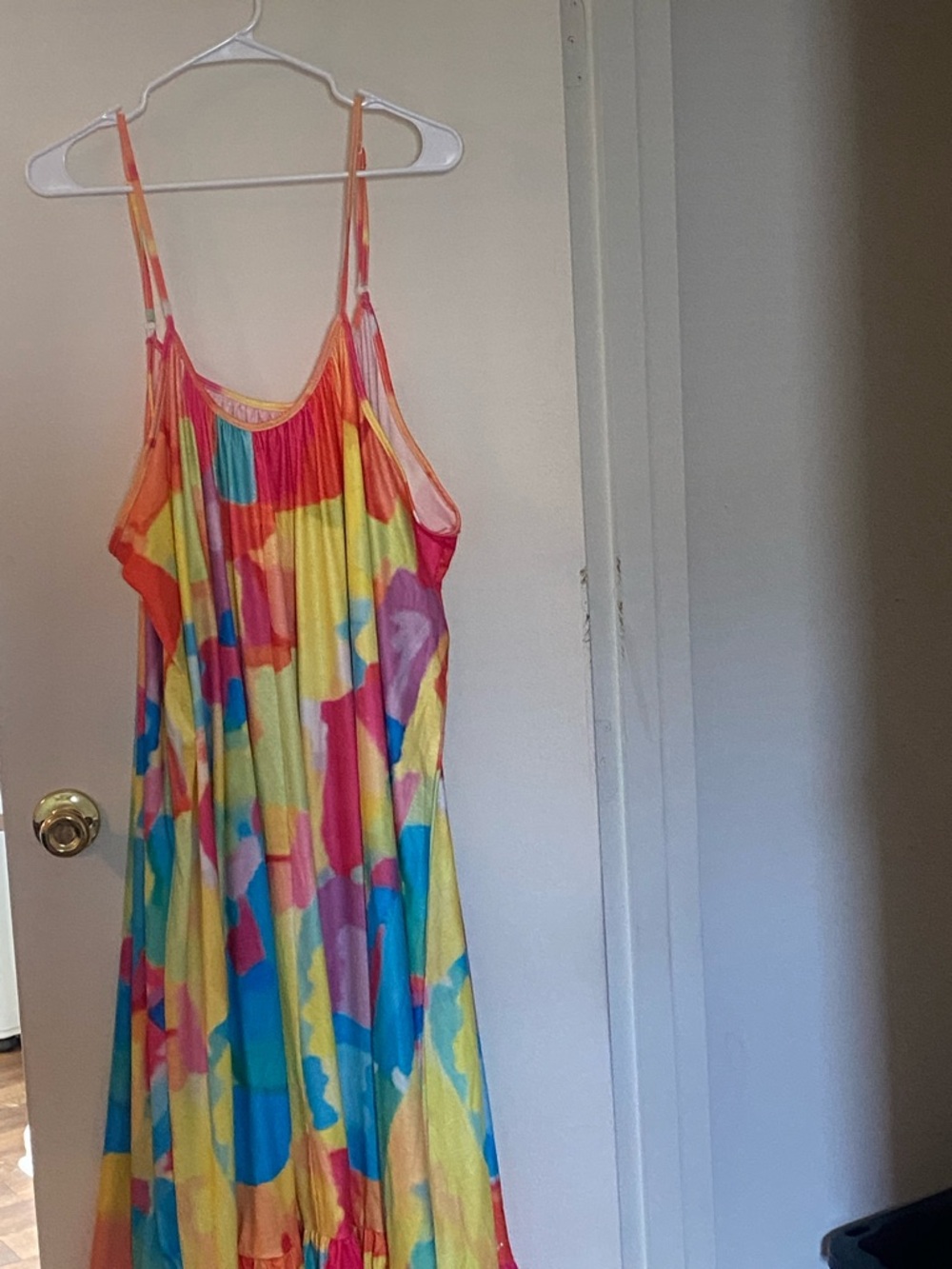 Colorful Abstract Print Sleeveless Maxi Dress